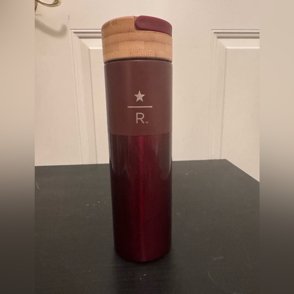 Starbucks Reserve Welly Bottle Insulated Infusing 20oz Burgundy Red Wood Top - Picture 1 of 8